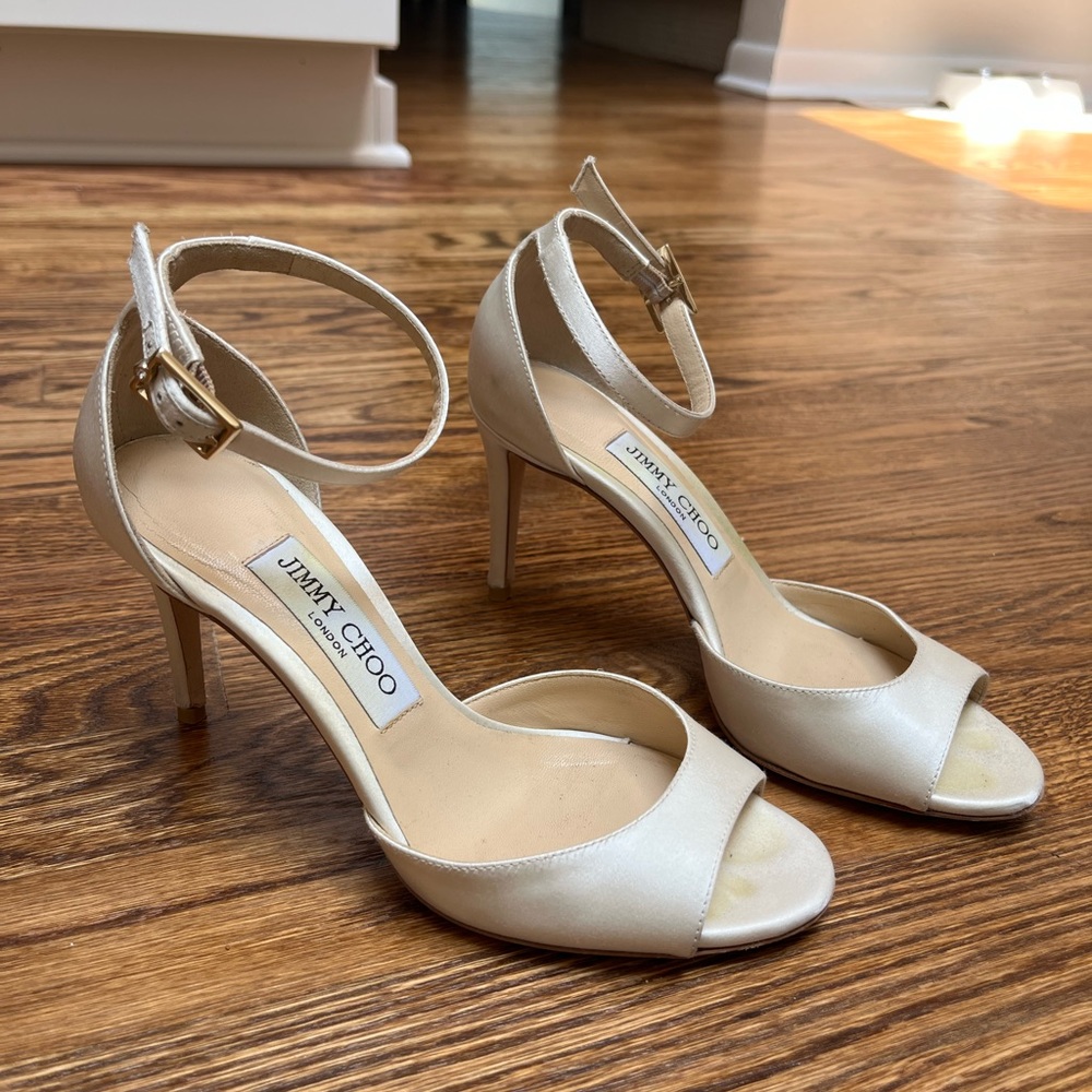 Jimmy Choo Annie 85 Satin Ivory